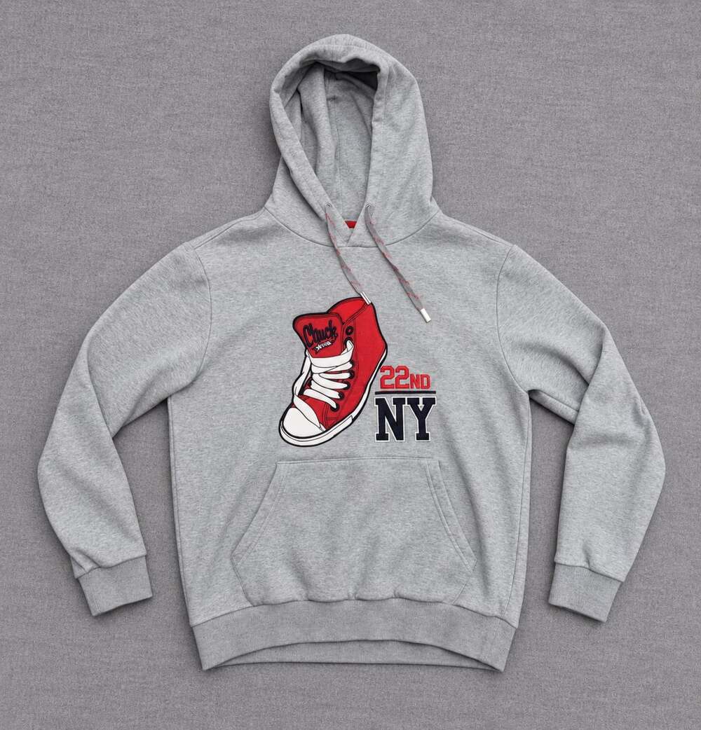 Converse Chuck Taylor 22nd NY Embroidered Graphic Gray Hoodie